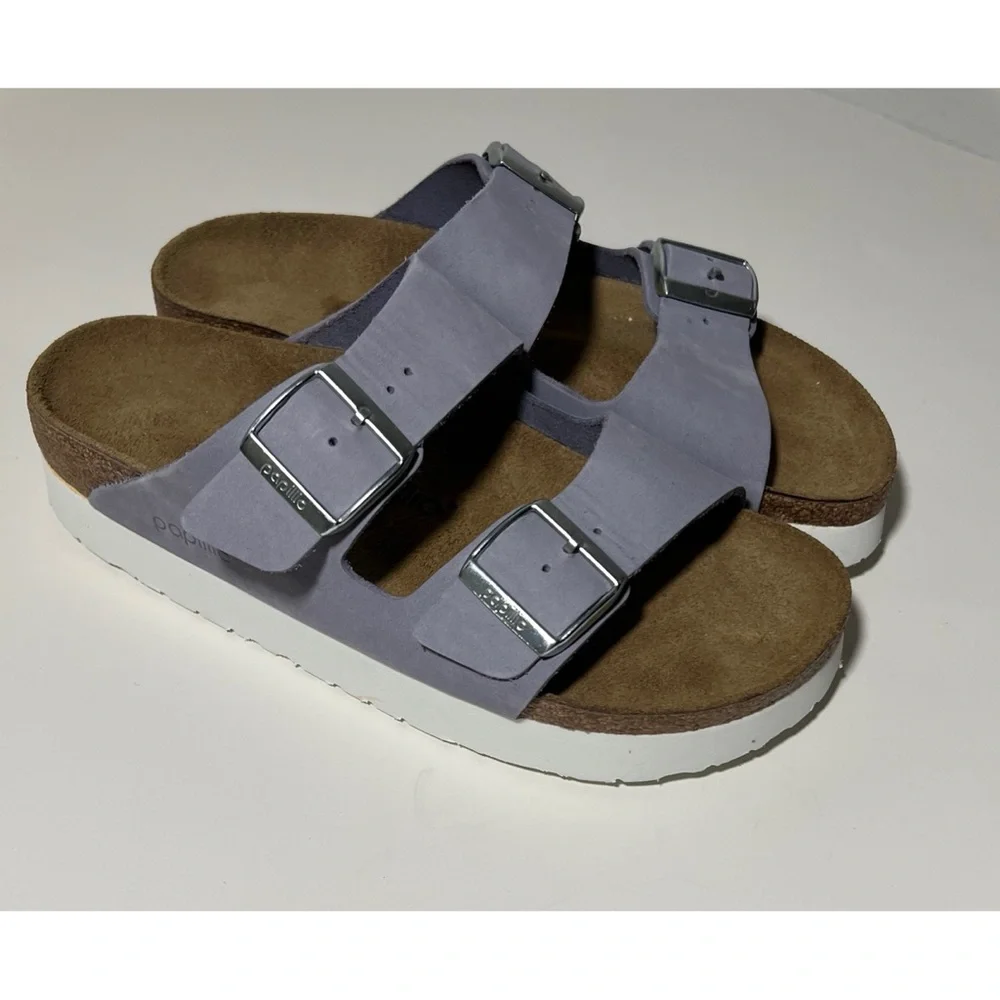 +Birkenstock Papillio Arizona Platform Nubuck Leather - Purple Fog 39